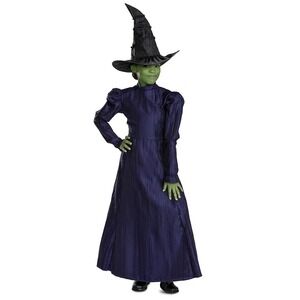 Wicked Movie Girls Costume 6-6X Deluxe‎ Elphaba Witch Costume With Hat Wizard Oz